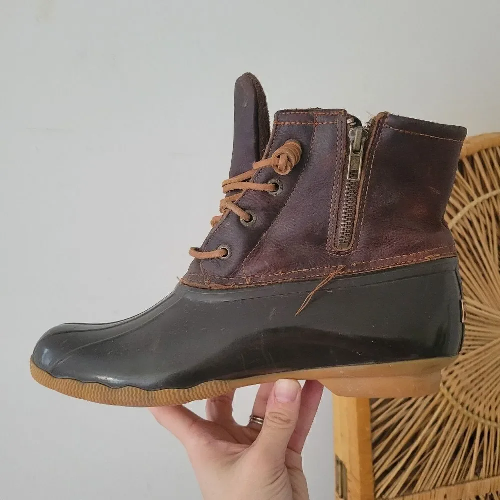 Sperry Topsider Saltwater Waterproof Leather Duck Boot Brown 10M